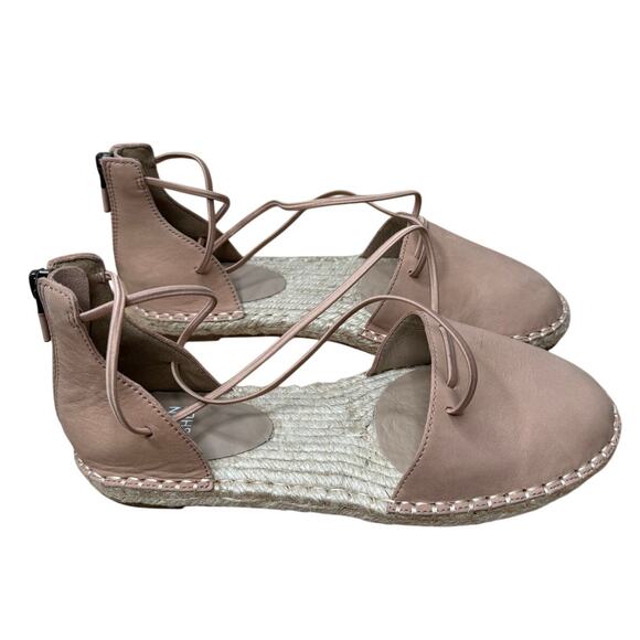 NEW Eileen Fisher D’Orsay Lee Espadrille Flat Strappy Sandals Tan Blush Leather - Picture 1 of 6